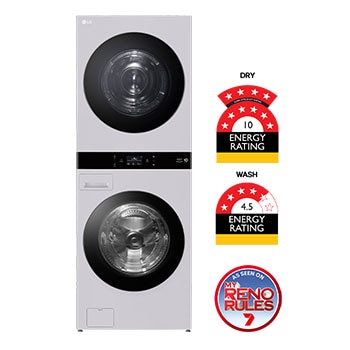Front View of WWT-1910FG 19/10kg AI WashTower™ Stacked Washer Dryer Matte Grey  WWT-1910MGR.ACGREAP
